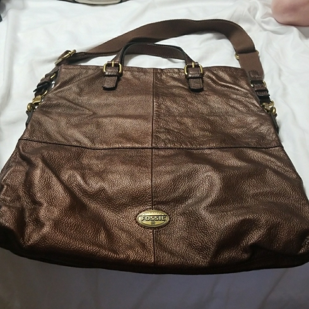 Bag by Fossil.  Rich Metallic bronze.